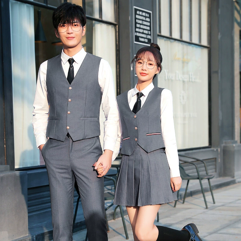 Осенний Новый женский жилет темперамент в студенческом стиле, мужская и женская профессиональная стойка регистрации отеля, Униформа, стойка регистрации, рабочая одежда, костюм, инструменты