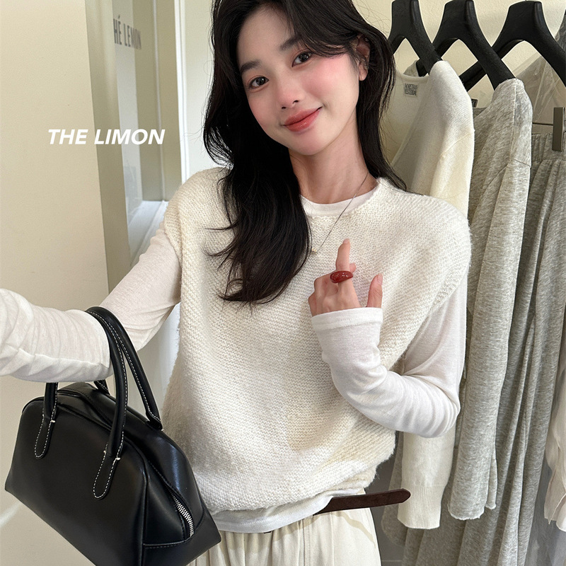thelimon柠檬绿茶小个子无袖针织背心女2025秋季叠穿坎肩显瘦上衣|undefined