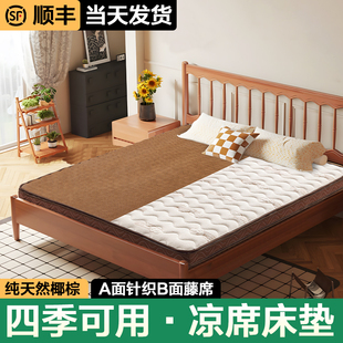 Cooling Mat Mattress with Coconut Palm, Firm Lumbar Support, Latex, Soft Winter and Summer Dual-Use, Ice Silk Rattan Mat for Home Bedroom Use