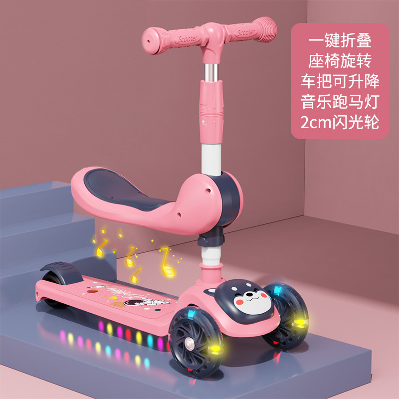 Spot de comercio exterior al por mayor scooter para niños, puede sentarse, niños y niñas, asientos deslizantes para bebés, música plegable