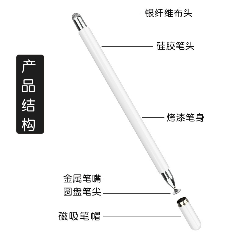 Pluma capacitiva universal para iPad teléfono móvil pantalla táctil pluma disco cabeza de tela dos en una tableta pintura escritura