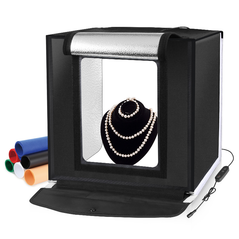 PULUZ Fat Cow 40CM plegable estudio LED resalte oscurecimiento foto softbox con 6 colores de fondo tela