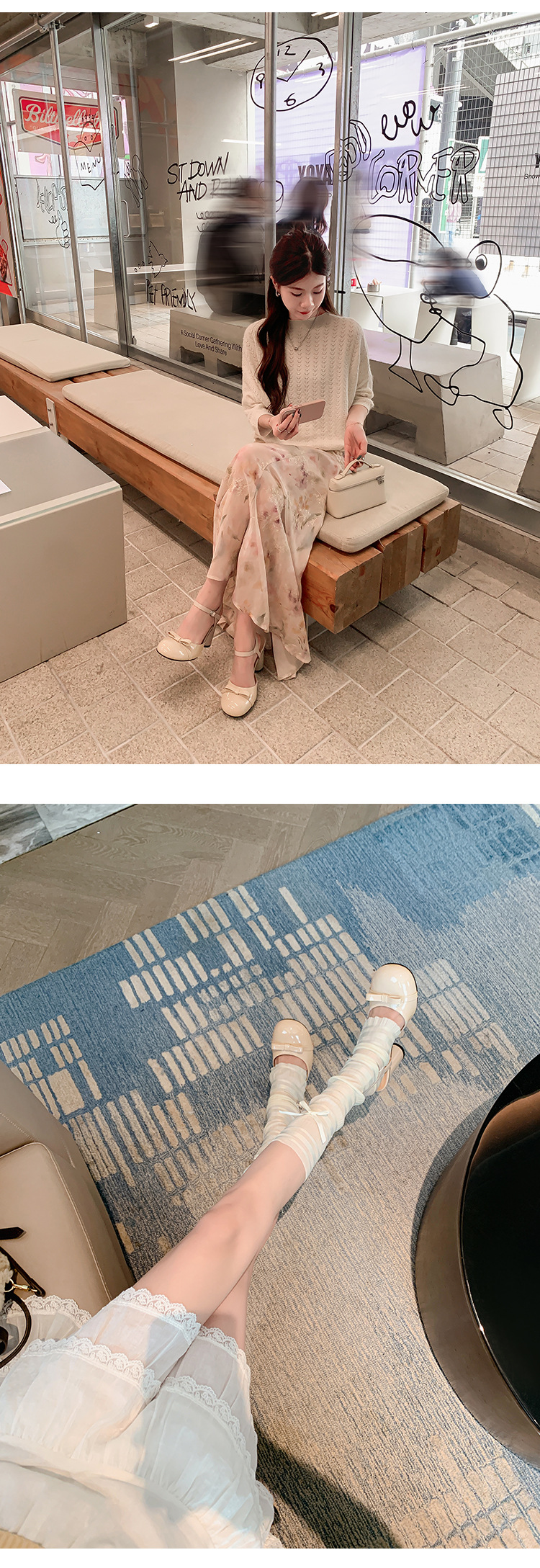 Sandal cao gót nữ mũi nhọn quai ngang nơ bướm, gót vuông ổn định — màu đen, Rượu vang đỏ, màu mơ chi tiết 11