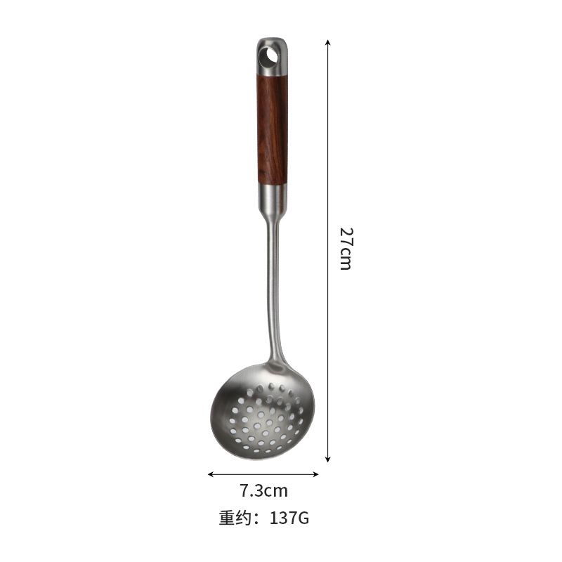 316 ステンレス鋼の小さなスパチュラミニザルキッチン家庭用火傷防止木製ハンドル寮屋外ショート調理鉄スプーン|undefined