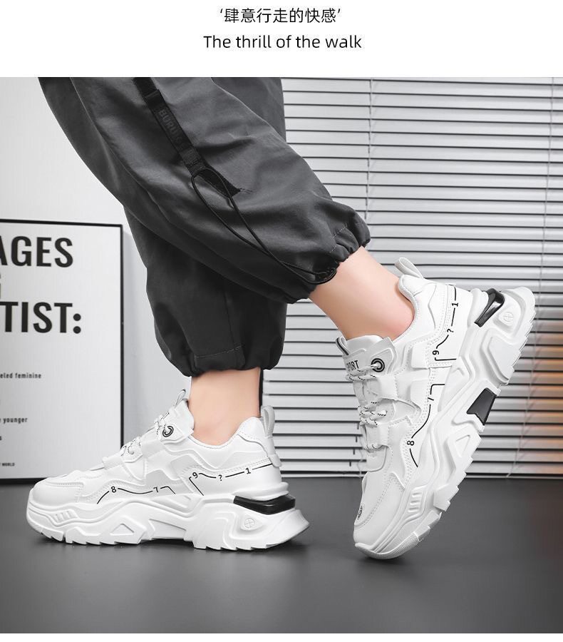 Giày sneaker nam da tổng hợp đế cao su gót thấp 1-3 cm, giày thể thao chạy bộ đế mềm tăng chiều cao — CCC10 màu trắng, CCC10 màu đen chi tiết 13