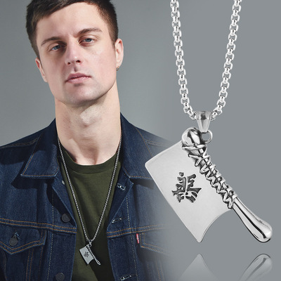 Good and evil Domineering kitchen knife personality man Pendant Titanium Metrosexual Punk Necklace Retro street Pendant wholesale