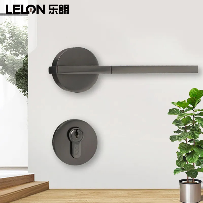 Cerradura de Puerta Interior Silenciosa con Manija Sólida de Aleación de Zinc, Cerradura de Puerta Dividida para Dormitorio, Decoración para el Hogar y Hotel, Cerradura de Puerta de Madera Maciza