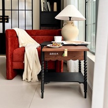 法式复古边柜客厅边几沙发角几美式实木床头柜全实木白蜡木收纳柜