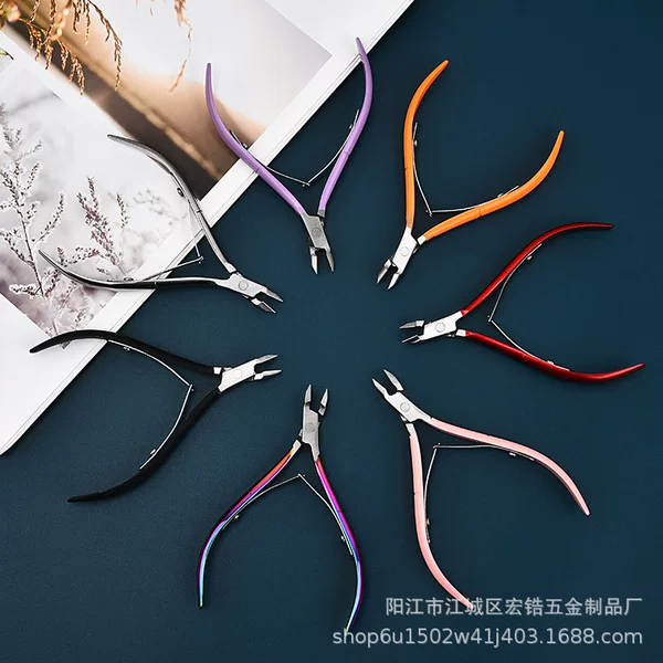 Factory Direct stainless steel dead skin scissors D501 manicure pliers golden double fork exfoliating nail groove eagle nose pliers wholesale