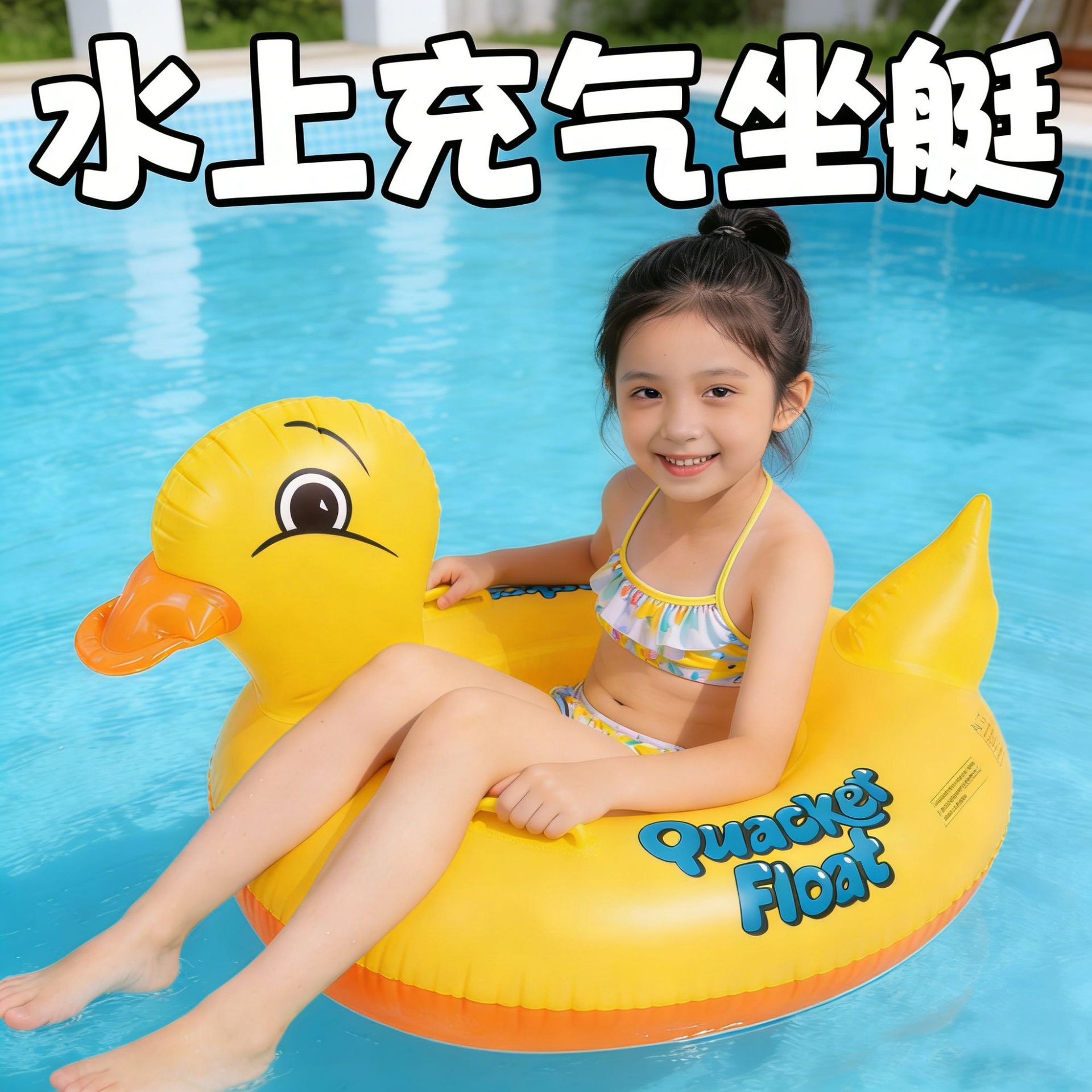 Cross-Border Children's Swimming Seat Ring, Children's Swimming Ring, Yellow Duck Yacht Swimming Ring, Water Animal Boat Swimming Ring for Children