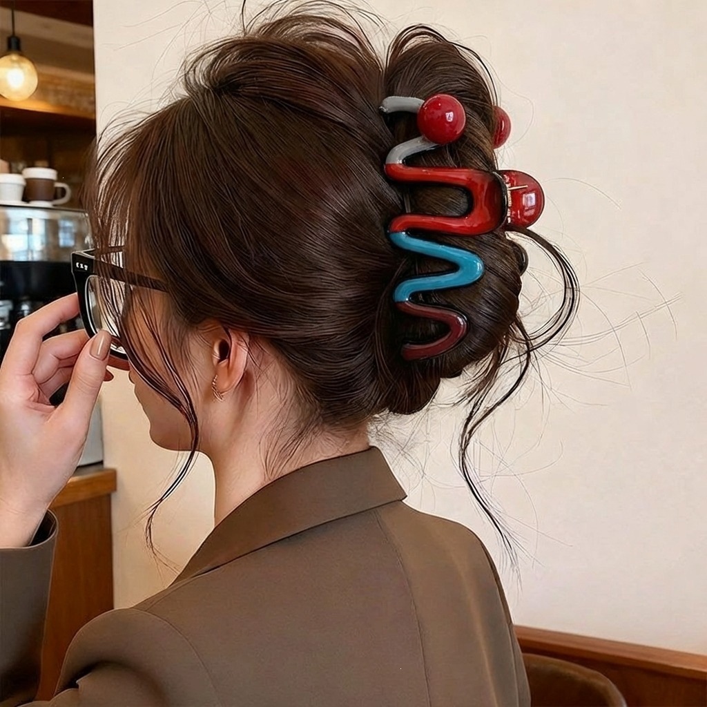 2026 nuevo clip de cabello ondulado clip de cabello de tiburón grande clip de cabello de mujer detrás de la cabeza de alta sensación clip de cabello accesorios para el cabello