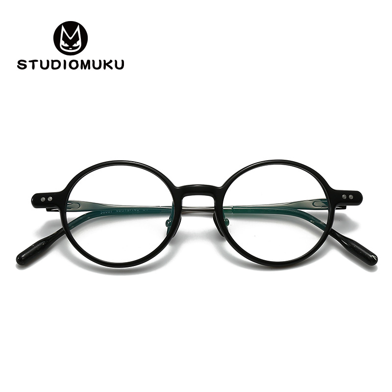 Gafas de madera STUDIOMUKU sin engorroso marco decorativo marco de gafas marco redondo simple marco de gafas de placa