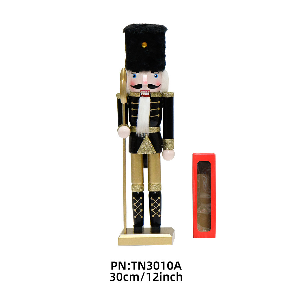 30CM hombre de madera transfronterizo negro dorado de alta calidad hacha de cabello negro batería cascanueces decoraciones de Navidad