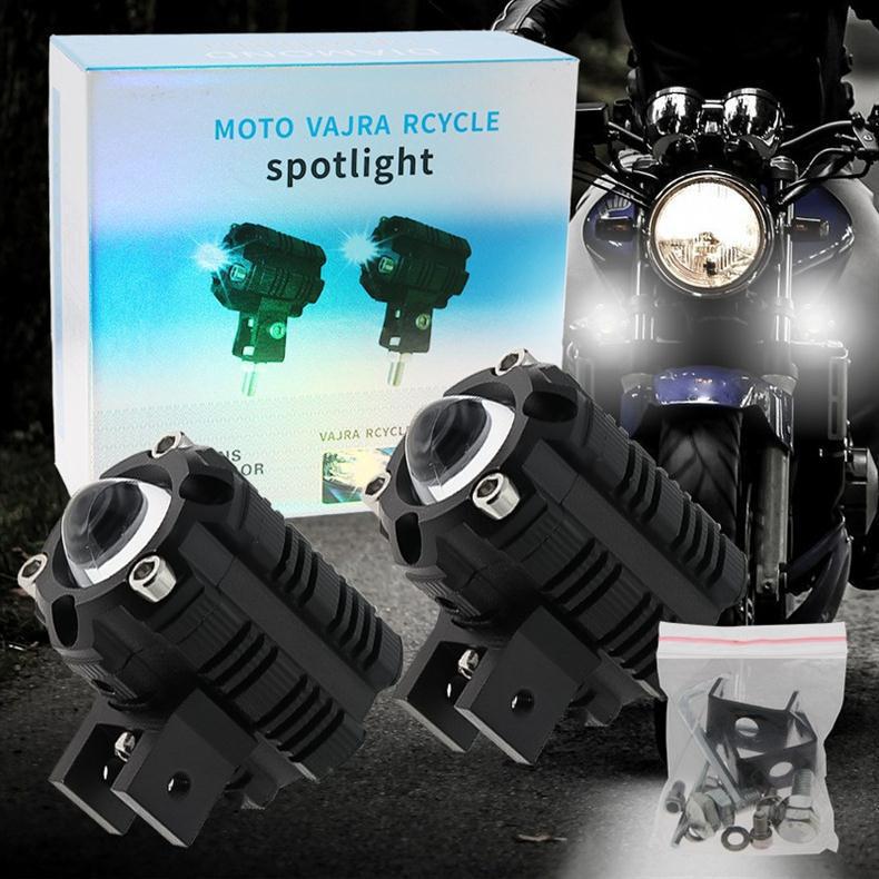 Single Lens Led Spotlight for Motorcycles and Electric Vehicles, Universal High-Brightness Spotlight with Dual-Color Switching, Modified Waterproof Headlight