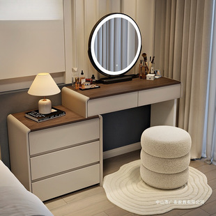 Light Luxury Dressing Table and Cupboard Integrated Bedroom Simple White Storage Cabinet Retractable Dressing Table Modern Small Apartment Dressing Table