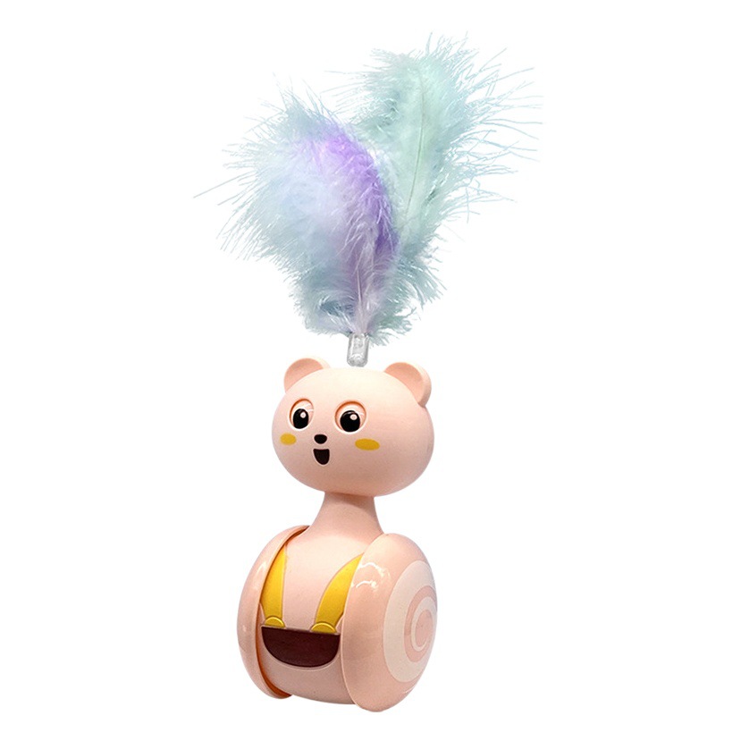 Nuevo divertido gato de juguete auto-Hola gato Bola de juguete divertido vaso gato rasguño bola pluma colorida divertido gato palo al por mayor