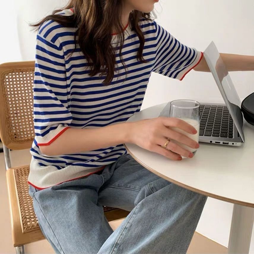 Ice Silk Striped T-shirt