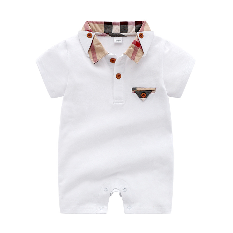 Baby jumpsuit, newborn pure cotton short sleeved sleeping baby thin summer crawling clothes, boys open crotch jumpsuit_voghion.com