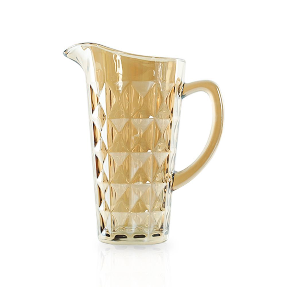 Conjunto completo hogar vidrio botella de agua fría taza de agua con mango traje ámbar diamante patrón retro cristal conjunto de agua