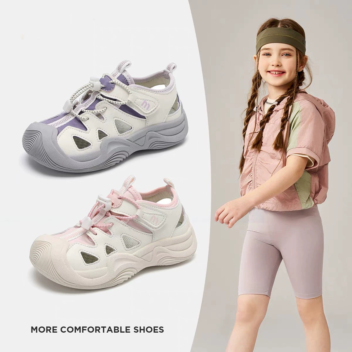 Сандалии для девочек 2025 летний новый стиль полые повседневные дышащие туфли детские кроссовки на мягкой подошве для мальчиков пляжные туфли