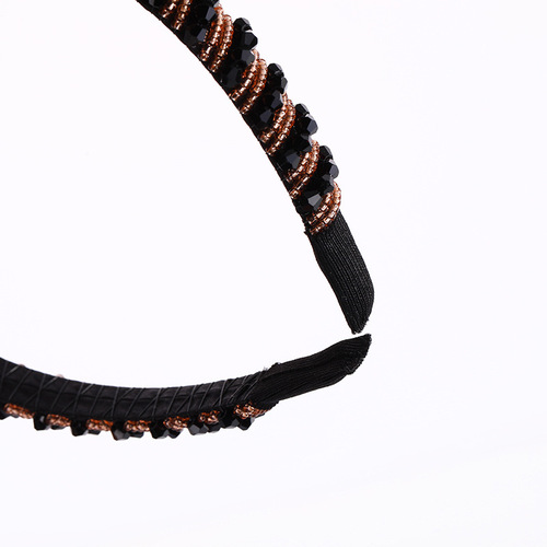 New European and American Baroque crystal headband small version sponge thin edge headband Korean version rhinestone beaded hair accessories for women