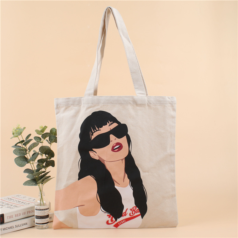 帆布袋多功能拉链手提包折叠沙滩包 创意新款卡通印花单肩包定 制