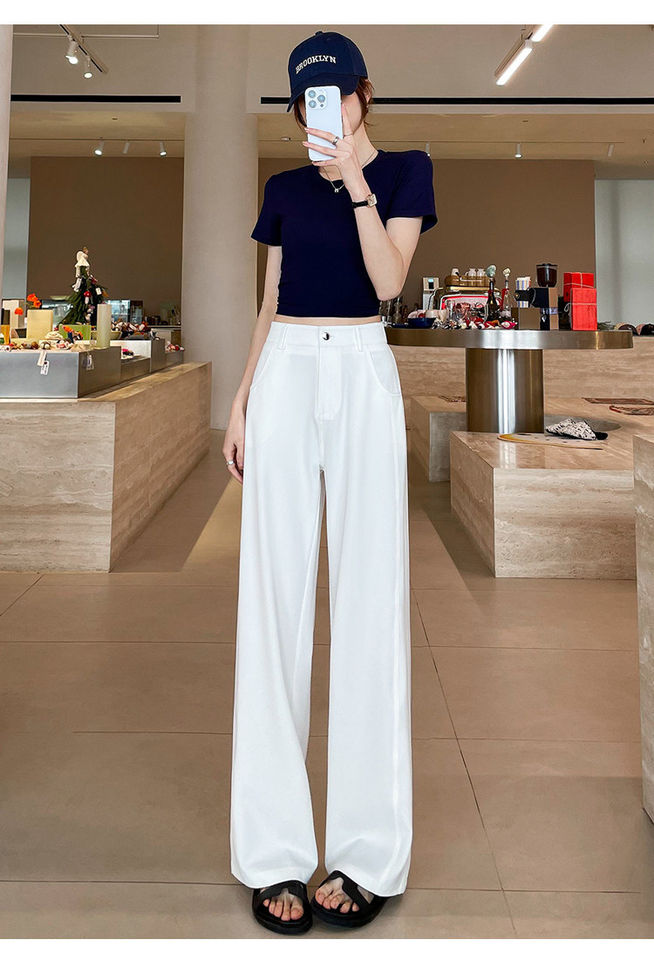 Quần ống rộng giả denim Lyocell Tencel cạp cao dáng mỏng, form suông rủ nhẹ — Denim đen thông thường, Người nhỏ nhắn màu trắng, Quần jean đen cho người nhỏ nhắn, Quần jean đen dáng dài chi tiết 22