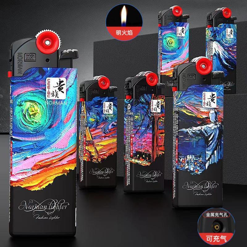 Norman Noble Lighter with Manual Dial, Anti-Drop, Explosion-Proof, Personalized, Refillable, Matte Flint, Flame, Refillable