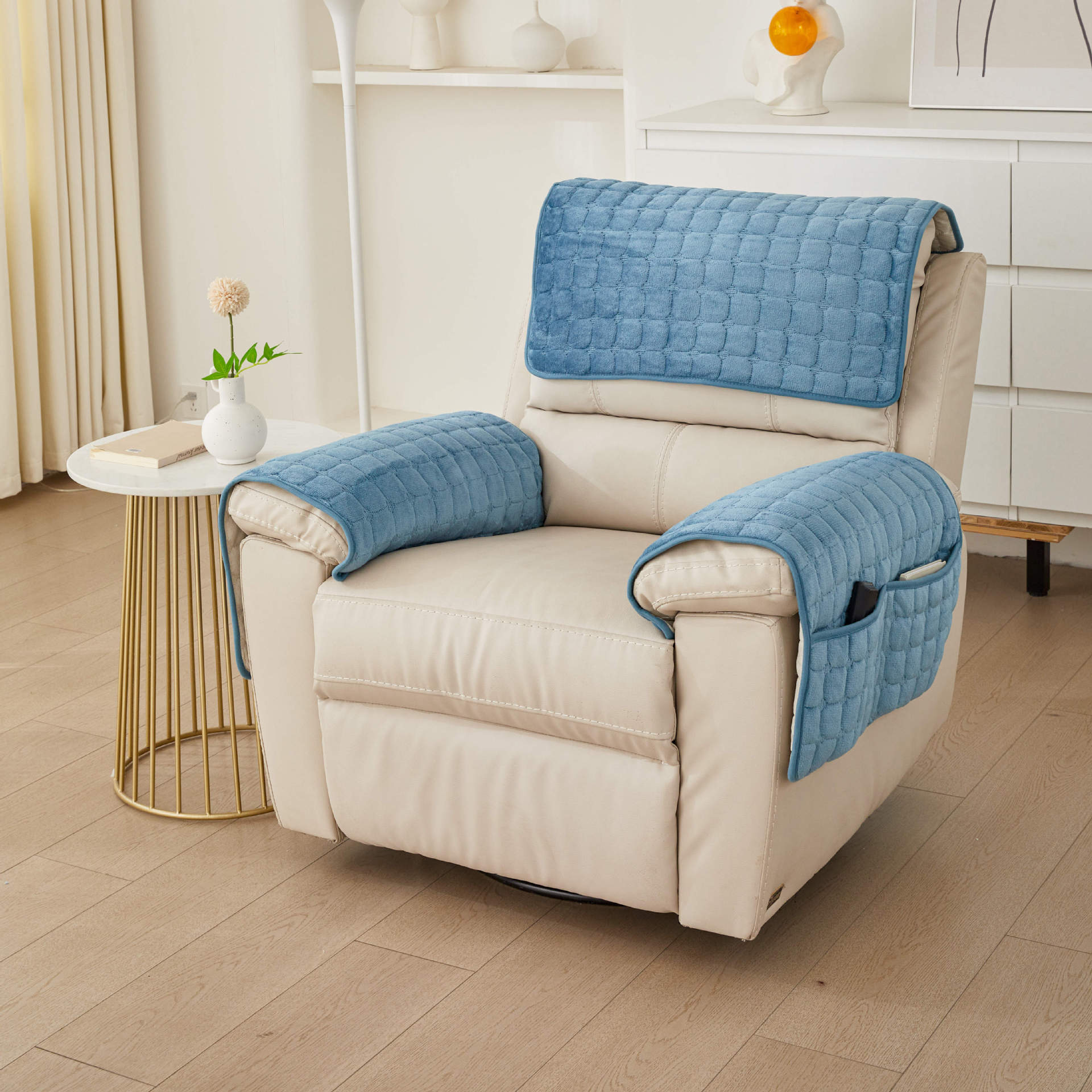 Headrest Cushion And Armrest Cover Three Piece Set For Sofa_voghion.com