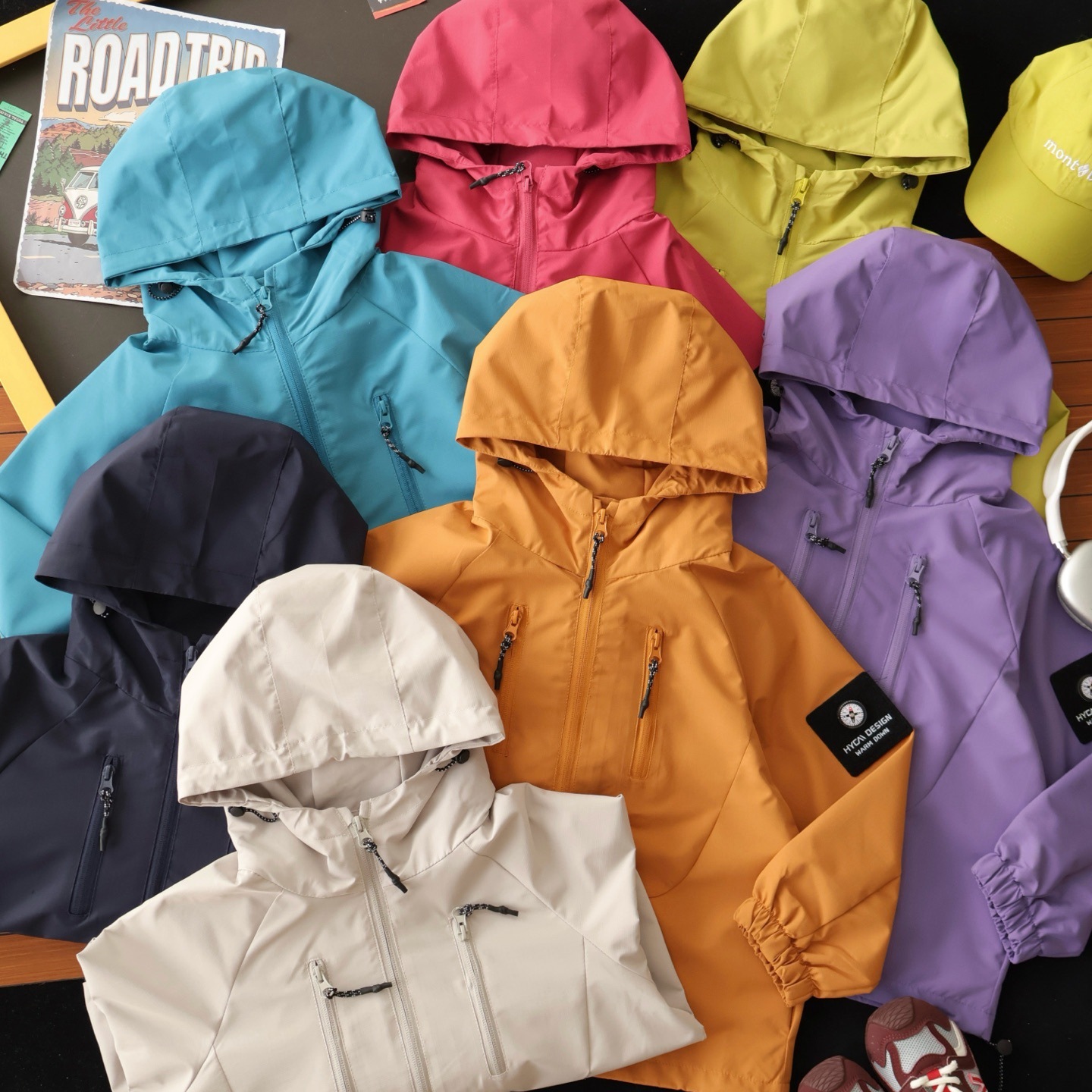 17726 Qingdao Warehouse Children's Mountain Series Color Matching Outdoor Three-Proof Jacket Hooded Jacket