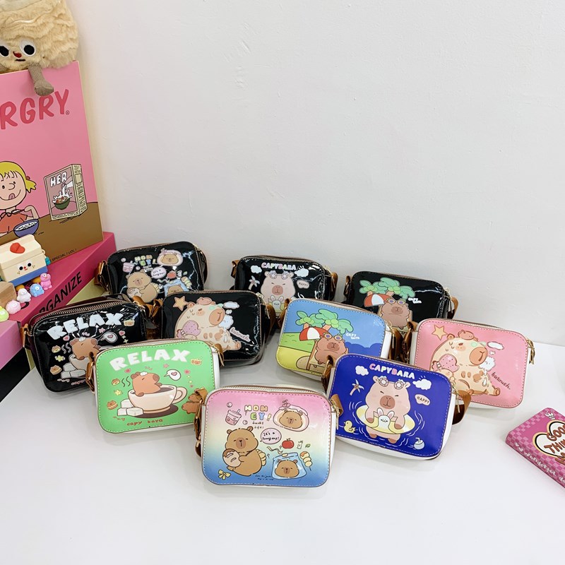 Bolso de hombro para niños transfronterizo Kapibala Bolso de mensajero para niñas Bolso para niños lindo Monedero para niños Bolso cuadrado PU