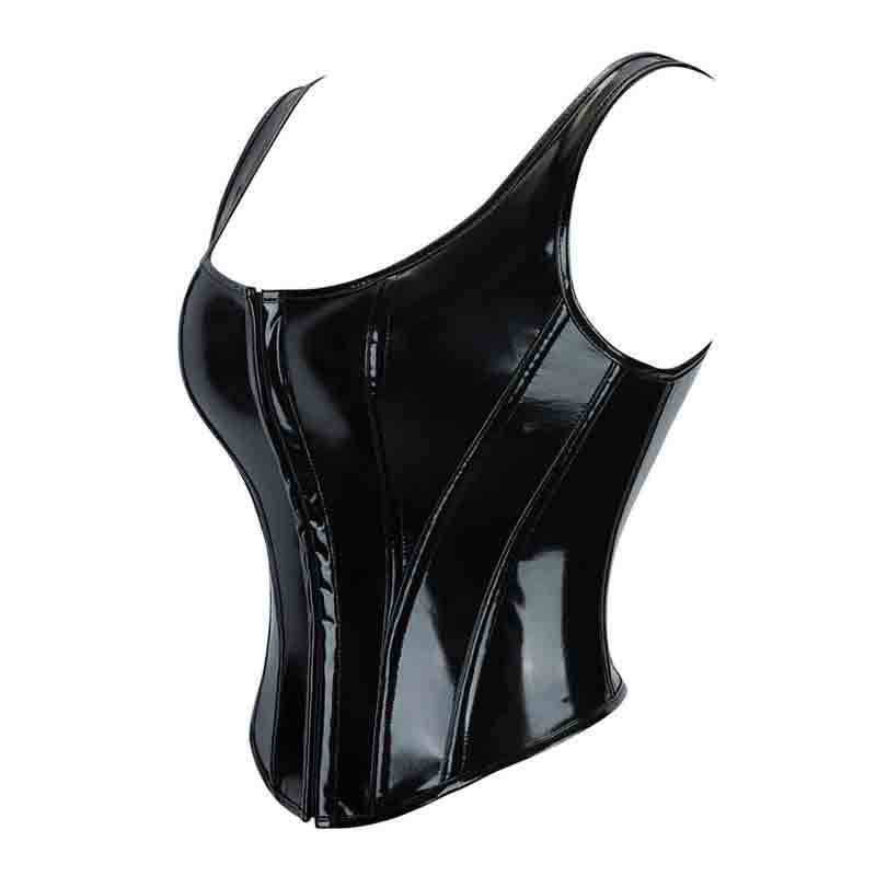 Pure Desire Sweet Hot Girl ジッパー PU レザーベスト女性の秋と冬アメリカン模造レザーサスペンダーボトリングシャツインナートップクロスボーダー|undefined
