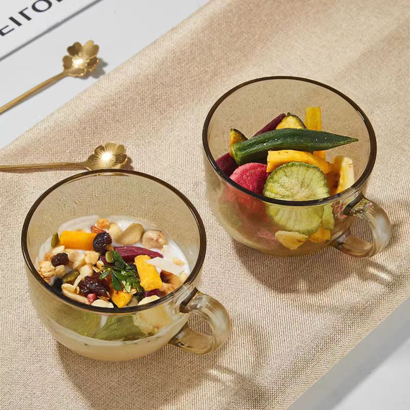 Taza de leche marrón traje hogar conjunto de dos piezas Internet celebridad vidrio taza de agua desayuno taza de avena con mango regalo vidrio