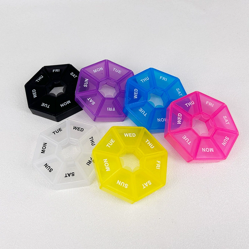 7-угловая аптечка на одну неделю, круглая 7-сеточная портативная маленькая аптечка на одну неделю, мини 7-дневная портативная аптечка для лекарств