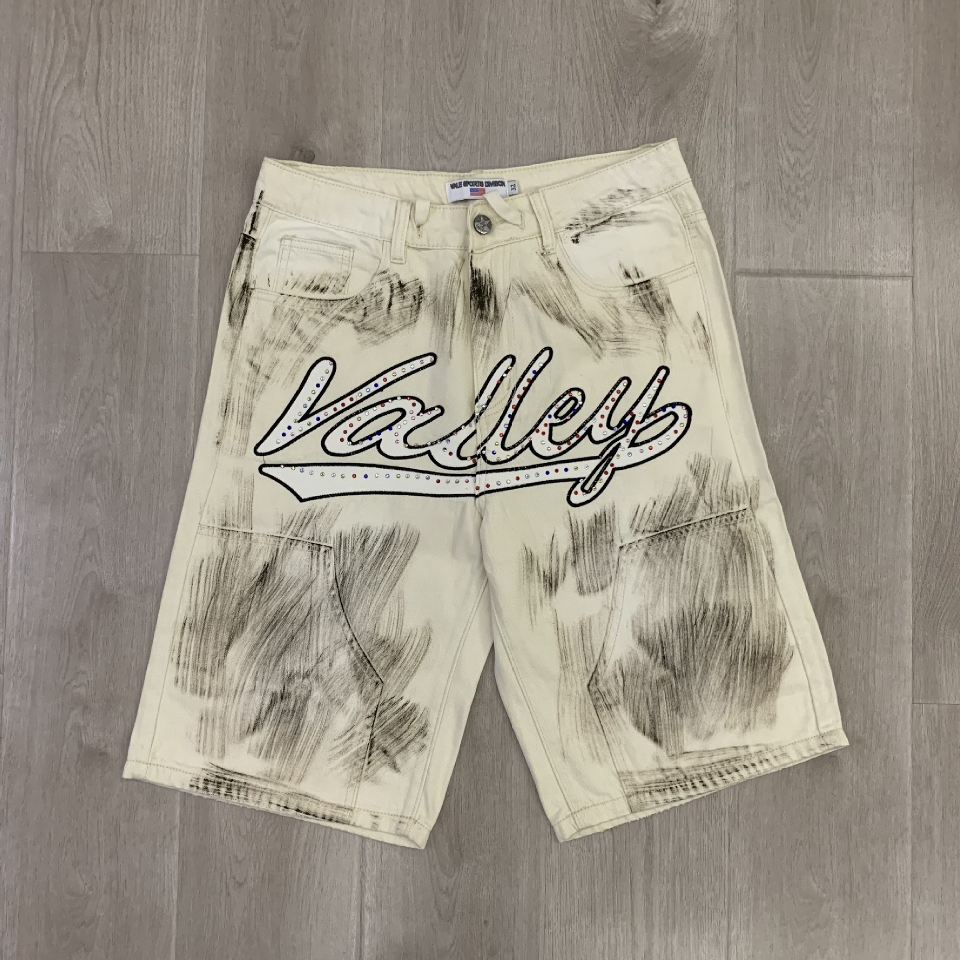 Cross-border belleza Vale Forever bordado perforación de letras hip-hop lavado con agua hace pantalones casuales viejos jeans