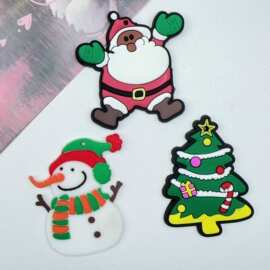 卡通软胶圣诞老人雪人圣诞树 DIY鞋花包包手机壳水杯玩具冰箱贴片