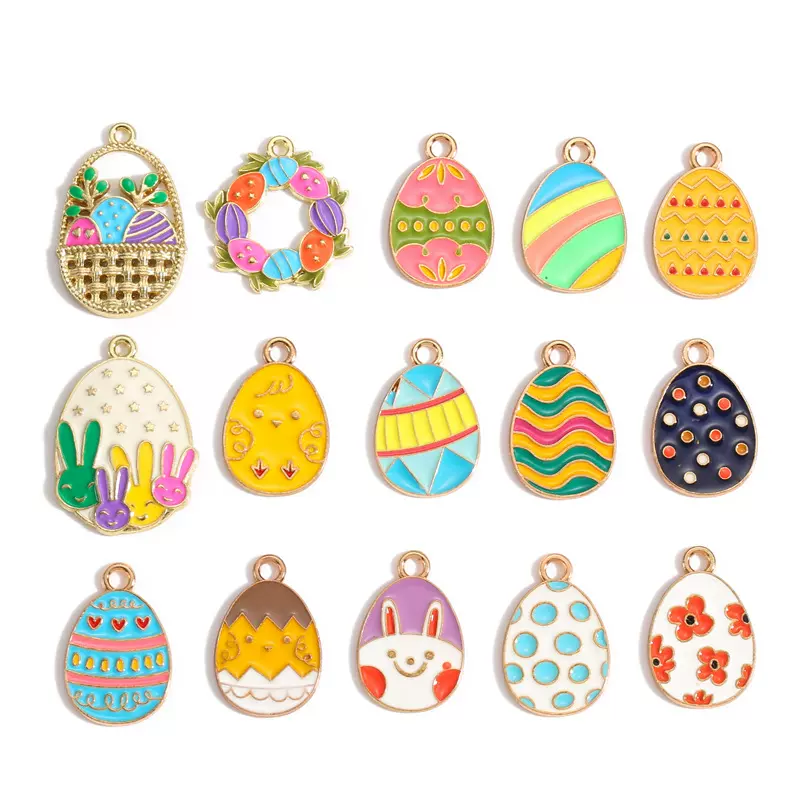 DIY滴油合金复活节彩蛋吊坠 卡通手链钥匙扣项链装饰挂件W510