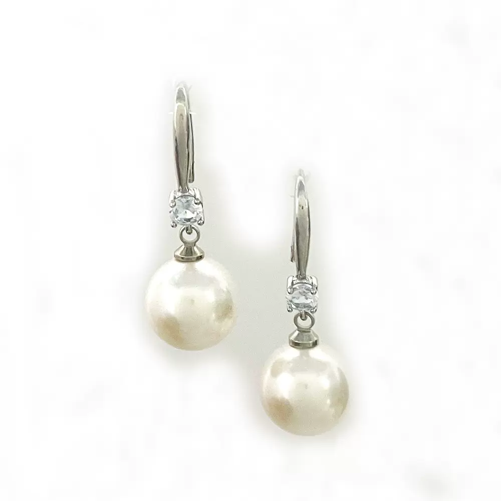 法式S家玻璃珍珠耳环温柔氛围感港风配饰秋冬饰品复古风耳饰优雅