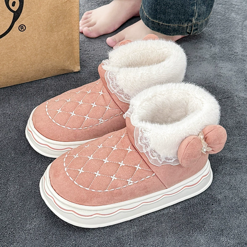 Зимние хлопчатобумажные тапочки все включено с снежными сапогами толстые мягкие подошвы нескользящие дамы дома теплая и нескользящие осенние и зимние мужчины