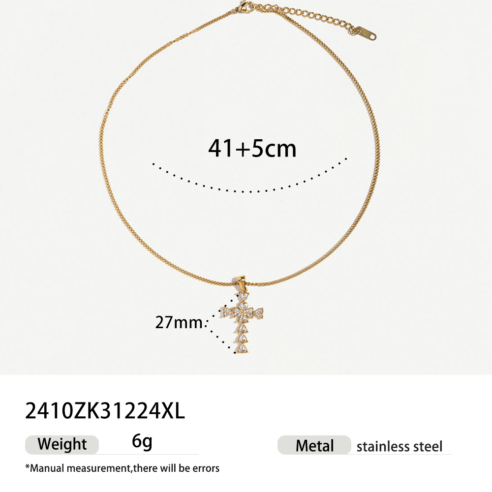 Collar de acero inoxidable transfronterizo de Europa y los Estados Unidos, mujer ligera y lujosa, nicho superpuesto con joyas de acero de titanio de piedra natural.