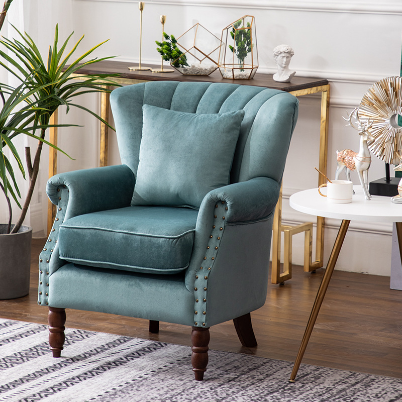 American-Style Fabric Single Home Sofa, European-Style Simple Retro Tiger Chair, Leather Art Small Apartment Balcony Lazy Sofa