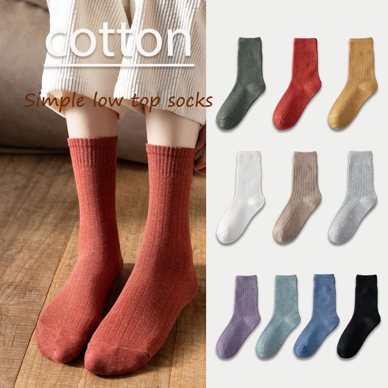 Socks Women's Mid-length Stockings Autumn and Winter Women's Stockings Spring and Autumn Vintage Solid Color Girl's Stockings Cyber Trendy