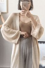 春季新款中长款针织衫开衫防晒衣女慵懒韩版镂空宽松外套上衣厂家