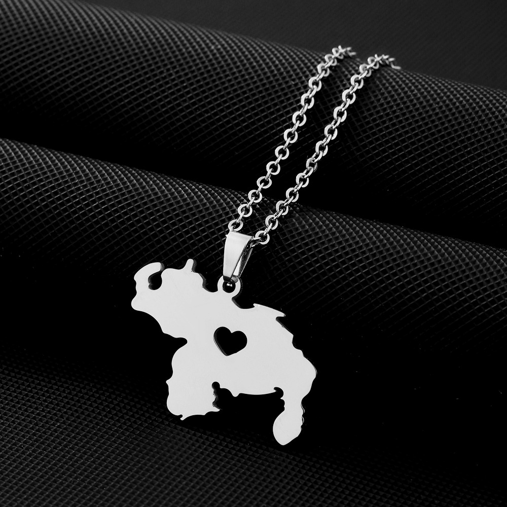 304 Stainless Steel Material Simple Style Map Customization Laser Engraving Titanium Steel Unisex Pendant Necklace Men Pendant Necklaces