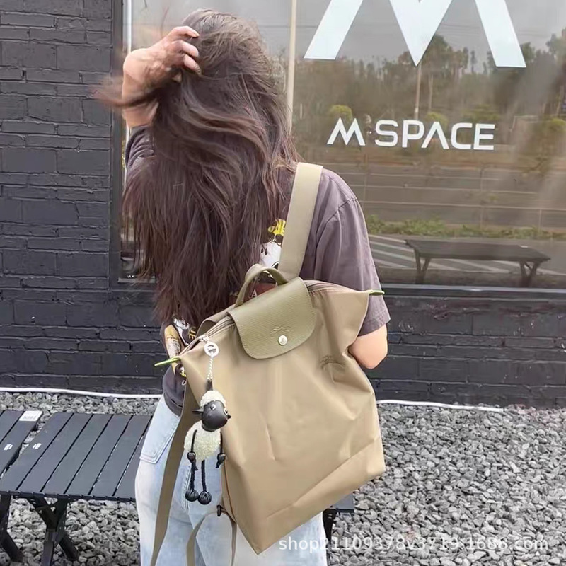 New Longxiang Large Backpack Large Nylon Foldableing Waterproof Backpack Large Capacity New Color Men's and Women's Commuter School Bag