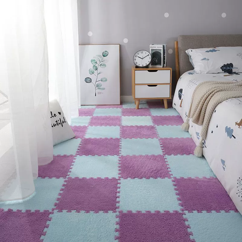 Плоский коврик (INS) 30×30×1.2 см, плюшевые Interlocking плитки для спальни девушки и прикроватной зоны