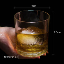 威士忌杯 水晶玻璃 网格花纹 冰球古典杯岩石杯 酒吧圆冰块烈酒杯