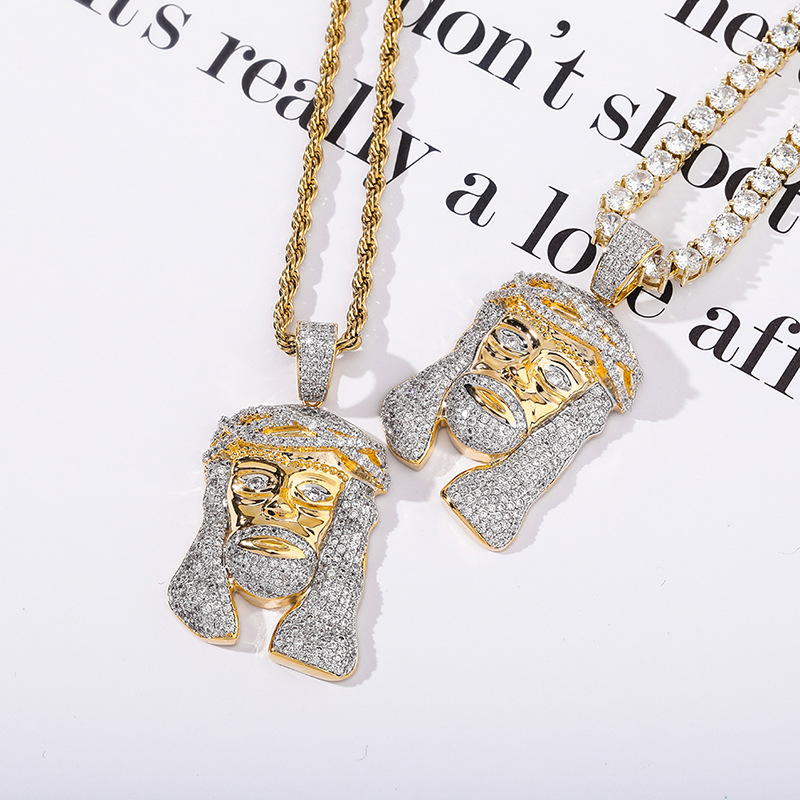 copper pendant hip-hop style with zircon for elderly