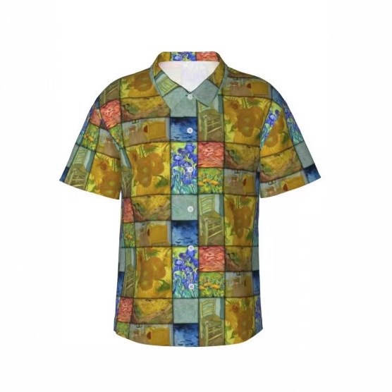 Van Gogh Vacation Men's Shirt the Sunset River Casual Shirt Short-Sleeved Hawaiian Short-Sleeved Shirt