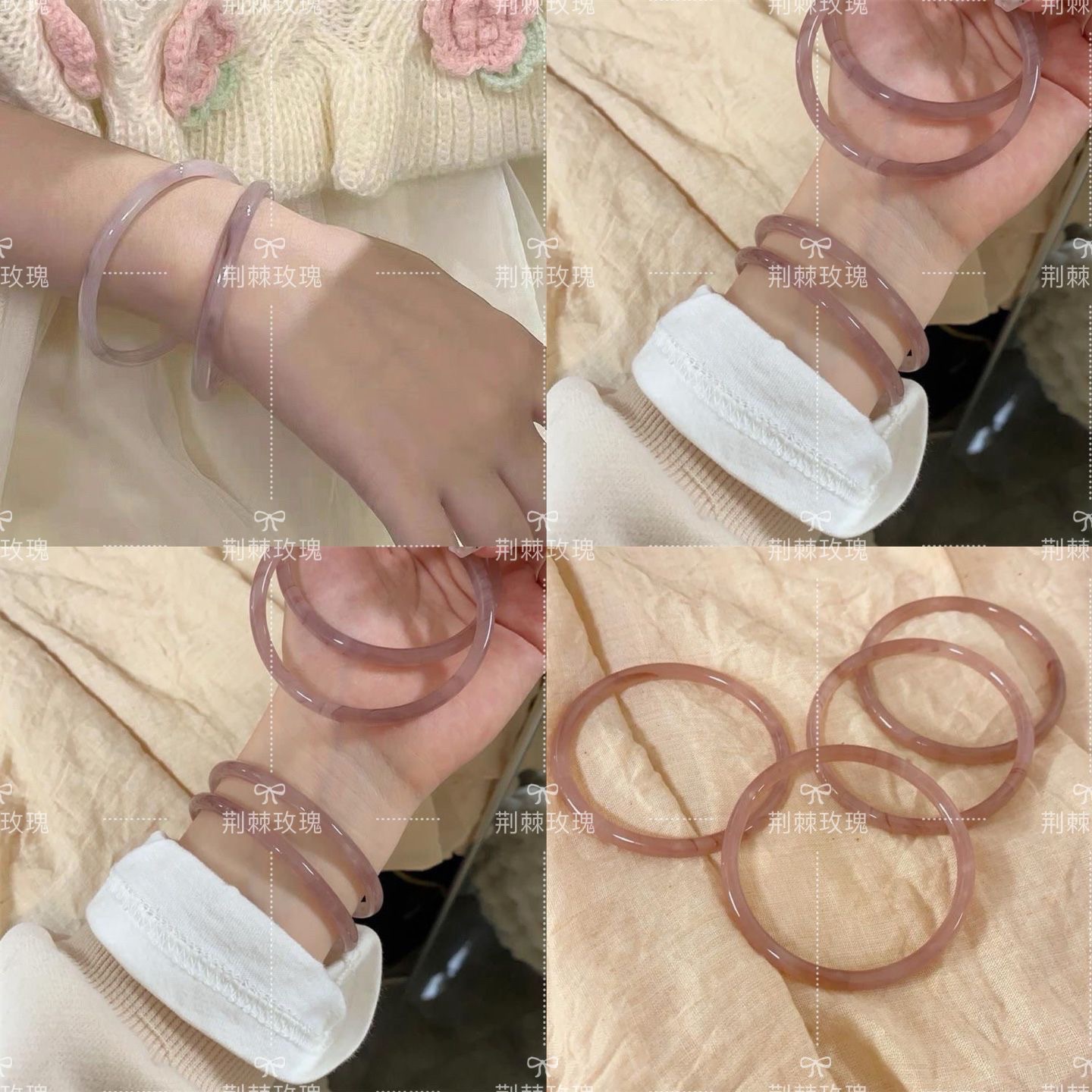 one-step glass imitation jade thorn rose jingle bracelet nine-color jinbu glass bracelet girlfriends bracelet summer holiday gift
